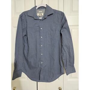 Joseph Abboud small men's blue plaid button up long sleeve shirt